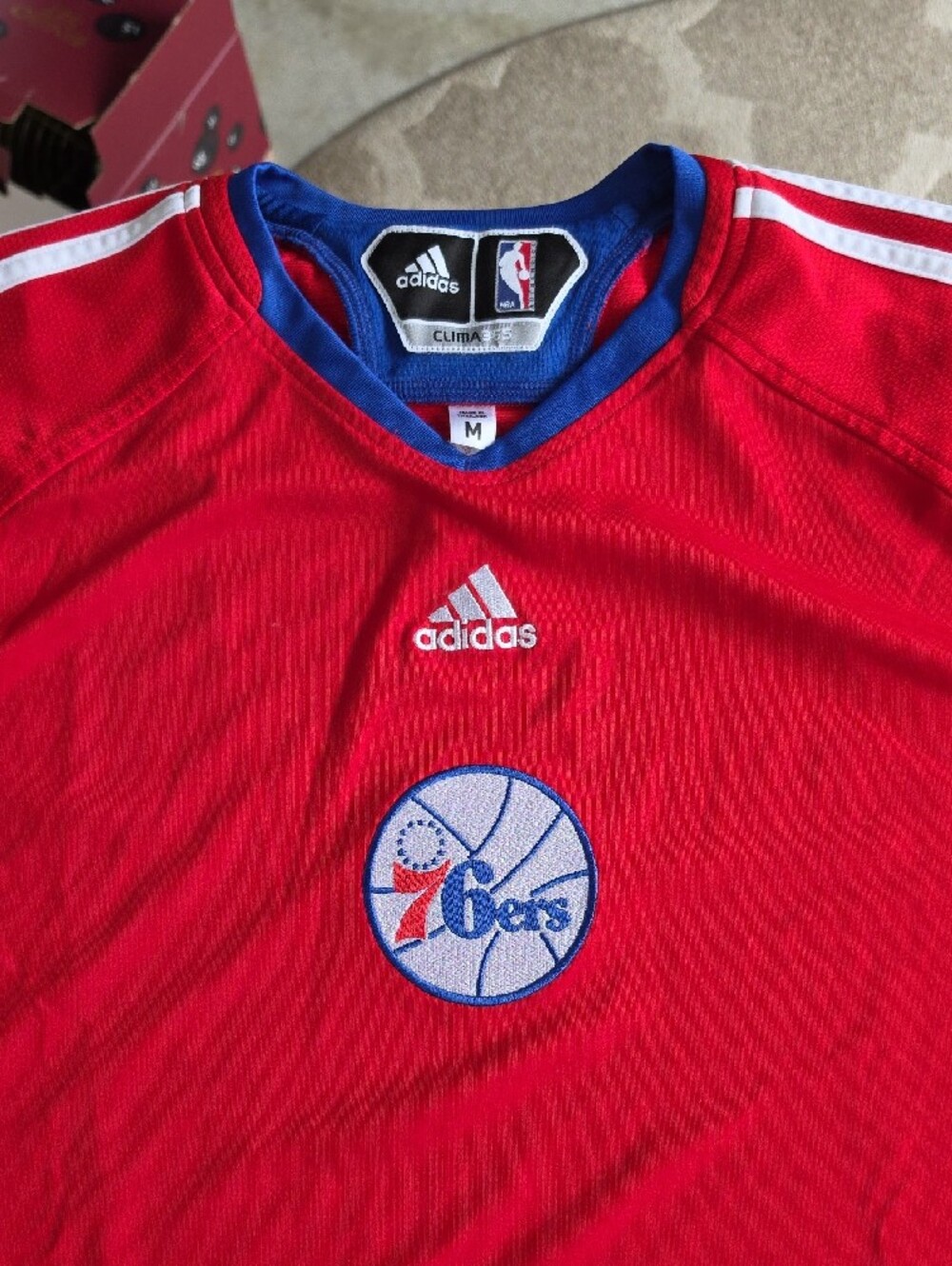 adidas Red Philadelphia 76ers Short Sleeve Basketball Tee - Picture 2 of 3
